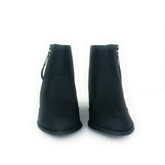 Womens Open Heel Closed Toe Zip Bootie Black Vegan - Picture 6 of 8